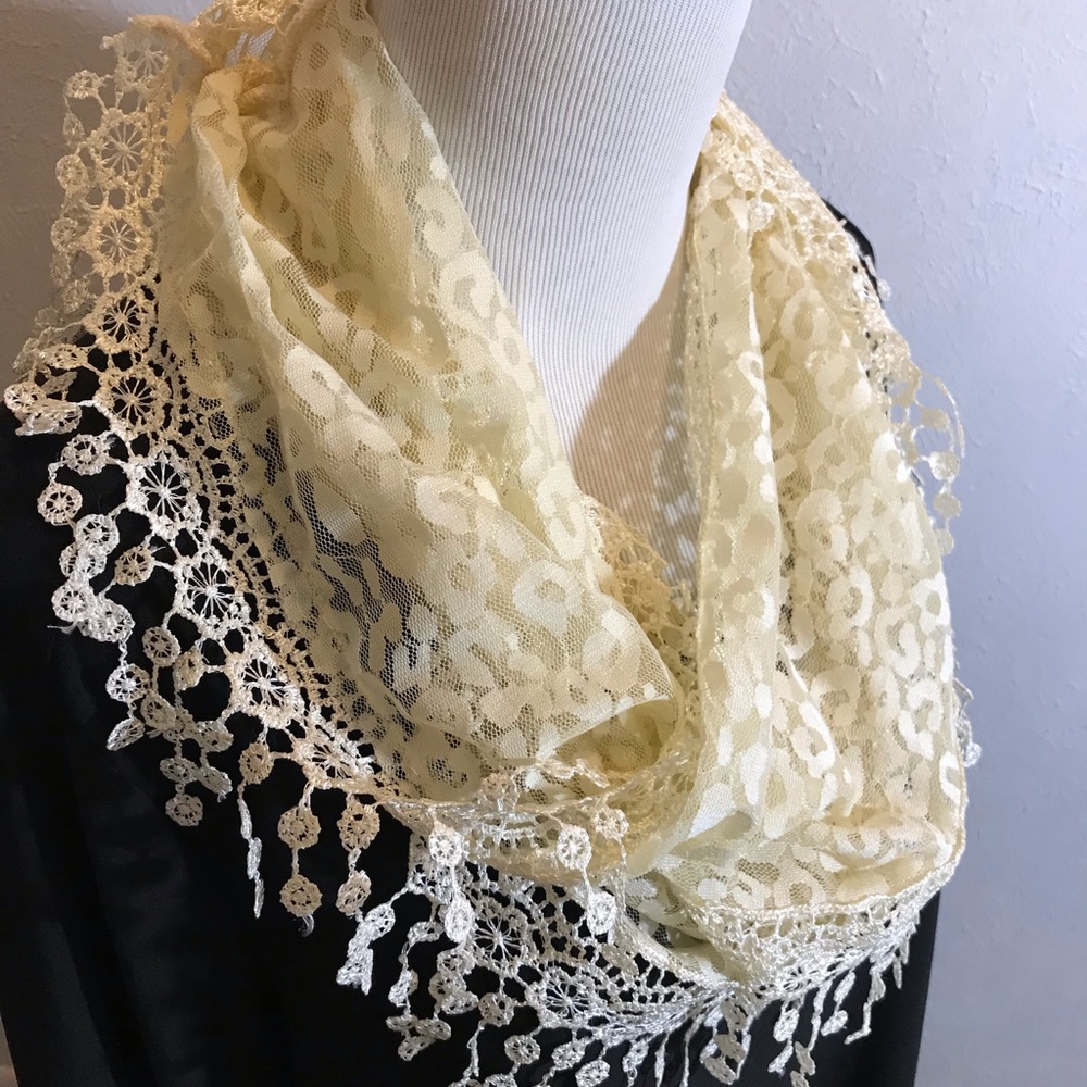 Cream Lacy Infinity Scarf - Picture 5 of 5
